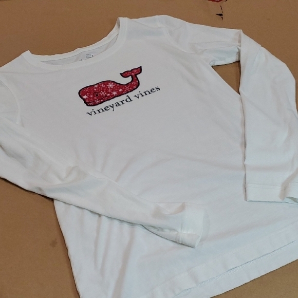Vineyard Vines White Long Sleeve Shirt whale Logo small - Picture 1 of 6
